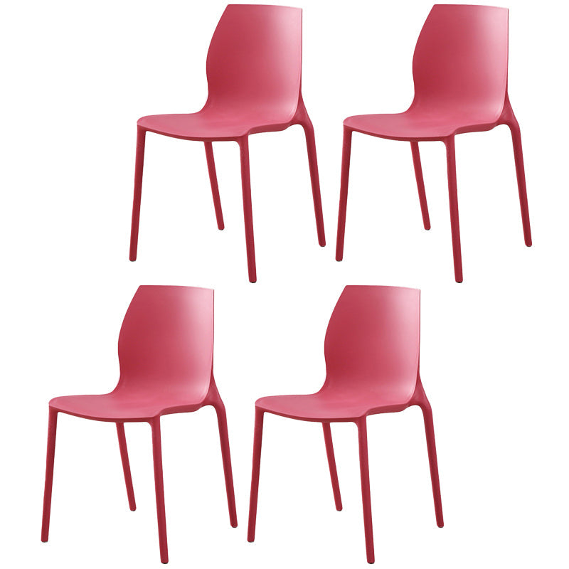 Plastic Contemporary Dining Room Chair Solid Back Home Stackable Side Chair Red Set of 4 Clearhalo ' kitchen&dining_furn' 'Dining Chairs' 'Dining Tables & Seating' 'dining_chair' 'Furniture' 'furniture_dining_chair' 'Kitchen & Dining Furniture' 'kitchen' 3452869