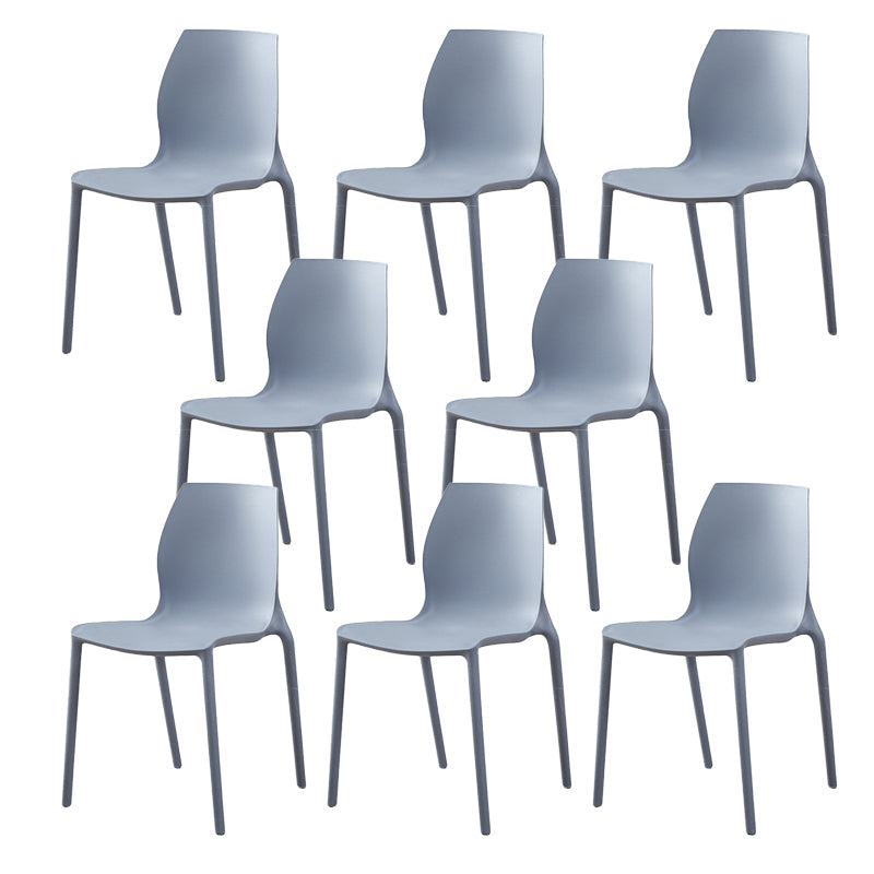 Plastic Contemporary Dining Room Chair Solid Back Home Stackable Side Chair Grey Set of 8 Clearhalo ' kitchen&dining_furn' 'Dining Chairs' 'Dining Tables & Seating' 'dining_chair' 'Furniture' 'furniture_dining_chair' 'Kitchen & Dining Furniture' 'kitchen' 3452872