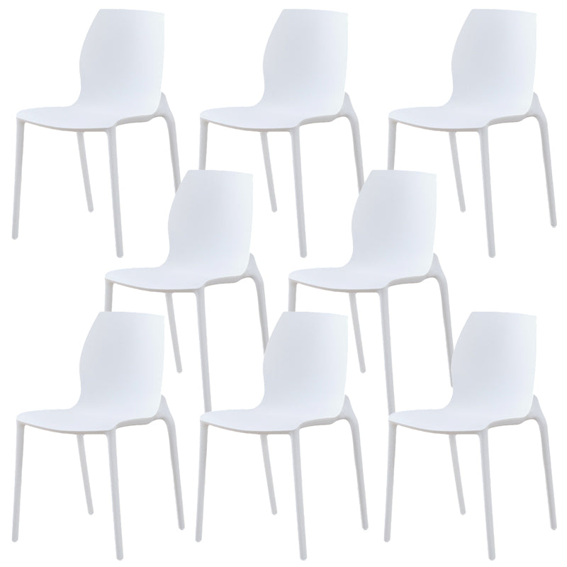 Plastic Contemporary Dining Room Chair Solid Back Home Stackable Side Chair White Set of 8 Clearhalo ' kitchen&dining_furn' 'Dining Chairs' 'Dining Tables & Seating' 'dining_chair' 'Furniture' 'furniture_dining_chair' 'Kitchen & Dining Furniture' 'kitchen' 3452877
