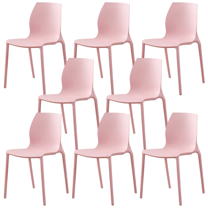 Plastic Contemporary Dining Room Chair Solid Back Home Stackable Side Chair Pink Set of 8 Clearhalo ' kitchen&dining_furn' 'Dining Chairs' 'Dining Tables & Seating' 'dining_chair' 'Furniture' 'furniture_dining_chair' 'Kitchen & Dining Furniture' 'kitchen' 3452879