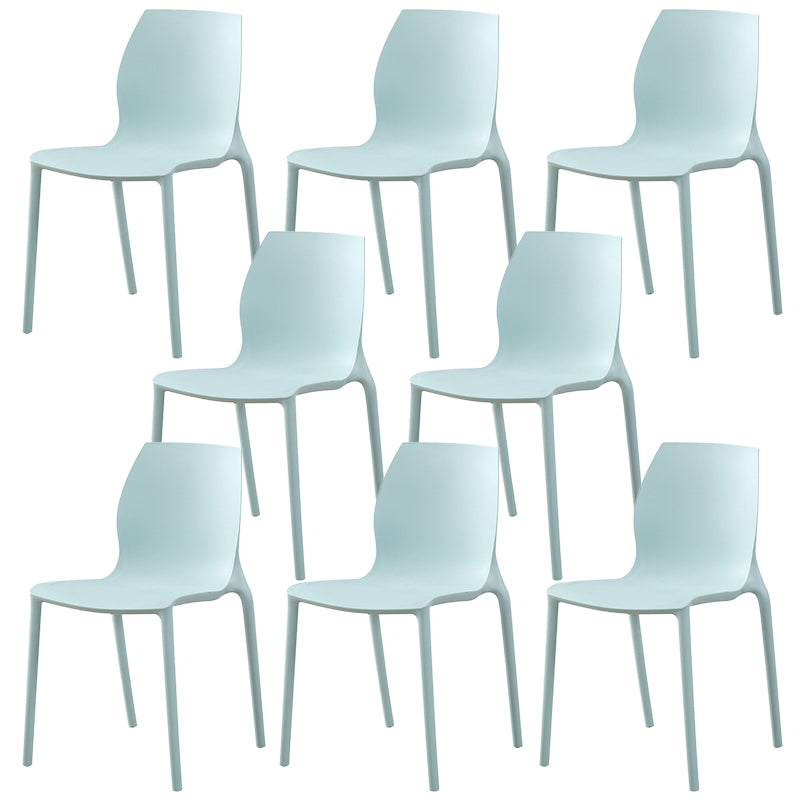 Plastic Contemporary Dining Room Chair Solid Back Home Stackable Side Chair Blue Set of 8 Clearhalo ' kitchen&dining_furn' 'Dining Chairs' 'Dining Tables & Seating' 'dining_chair' 'Furniture' 'furniture_dining_chair' 'Kitchen & Dining Furniture' 'kitchen' 3452880