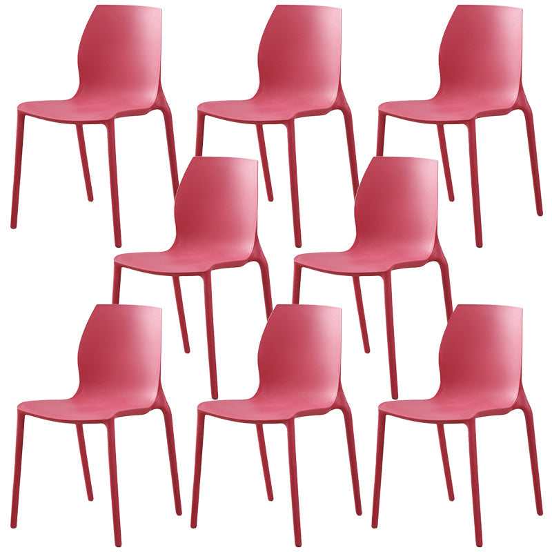 Plastic Contemporary Dining Room Chair Solid Back Home Stackable Side Chair Red Set of 8 Clearhalo ' kitchen&dining_furn' 'Dining Chairs' 'Dining Tables & Seating' 'dining_chair' 'Furniture' 'furniture_dining_chair' 'Kitchen & Dining Furniture' 'kitchen' 3452881
