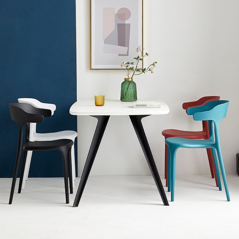 Plastic Modern Kitchen Side Chair 20'' Wide Matte Finish Arm Chair with 4 Legs Clearhalo ' kitchen&dining_furn' 'Dining Chairs' 'Dining Tables & Seating' 'dining_chair' 'Furniture' 'furniture_dining_chair' 'Kitchen & Dining Furniture' 'kitchen' 3452886