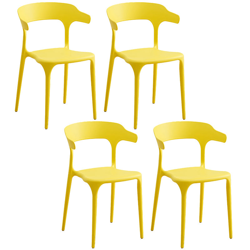 Plastic Modern Kitchen Side Chair 20'' Wide Matte Finish Arm Chair with 4 Legs Yellow Set of 4 Clearhalo ' kitchen&dining_furn' 'Dining Chairs' 'Dining Tables & Seating' 'dining_chair' 'Furniture' 'furniture_dining_chair' 'Kitchen & Dining Furniture' 'kitchen' 3452887