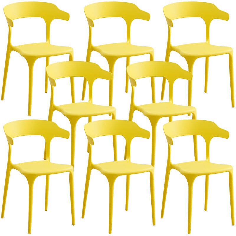 Plastic Modern Kitchen Side Chair 20'' Wide Matte Finish Arm Chair with 4 Legs Yellow Set of 8 Clearhalo ' kitchen&dining_furn' 'Dining Chairs' 'Dining Tables & Seating' 'dining_chair' 'Furniture' 'furniture_dining_chair' 'Kitchen & Dining Furniture' 'kitchen' 3452889