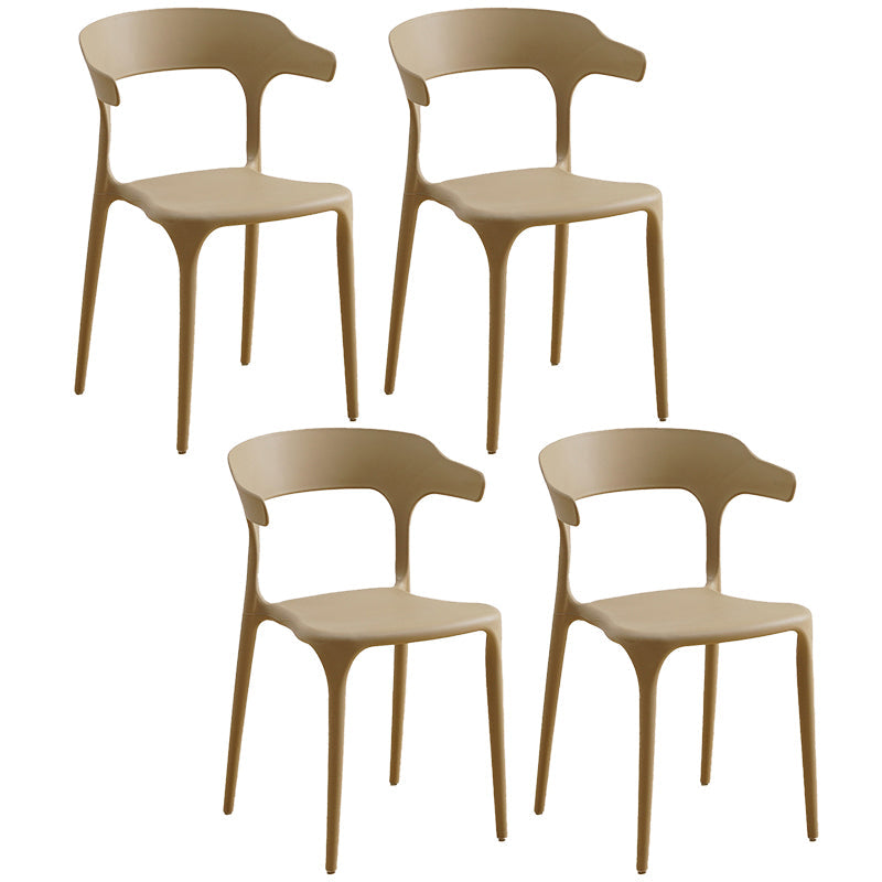 Plastic Modern Kitchen Side Chair 20'' Wide Matte Finish Arm Chair with 4 Legs Off-White Set of 4 Clearhalo ' kitchen&dining_furn' 'Dining Chairs' 'Dining Tables & Seating' 'dining_chair' 'Furniture' 'furniture_dining_chair' 'Kitchen & Dining Furniture' 'kitchen' 3452899