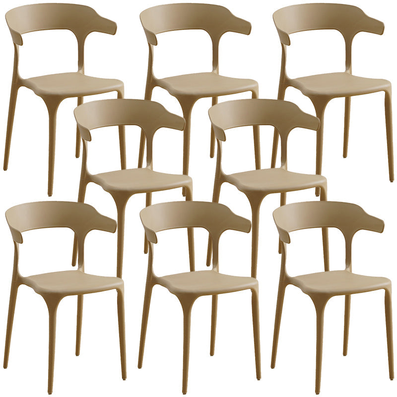 Plastic Modern Kitchen Side Chair 20'' Wide Matte Finish Arm Chair with 4 Legs Off-White Set of 8 Clearhalo ' kitchen&dining_furn' 'Dining Chairs' 'Dining Tables & Seating' 'dining_chair' 'Furniture' 'furniture_dining_chair' 'Kitchen & Dining Furniture' 'kitchen' 3452900