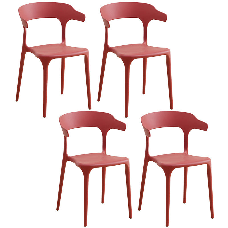 Plastic Modern Kitchen Side Chair 20'' Wide Matte Finish Arm Chair with 4 Legs Red Set of 4 Clearhalo ' kitchen&dining_furn' 'Dining Chairs' 'Dining Tables & Seating' 'dining_chair' 'Furniture' 'furniture_dining_chair' 'Kitchen & Dining Furniture' 'kitchen' 3452903