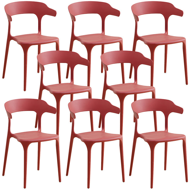 Plastic Modern Kitchen Side Chair 20'' Wide Matte Finish Arm Chair with 4 Legs Red Set of 8 Clearhalo ' kitchen&dining_furn' 'Dining Chairs' 'Dining Tables & Seating' 'dining_chair' 'Furniture' 'furniture_dining_chair' 'Kitchen & Dining Furniture' 'kitchen' 3452904