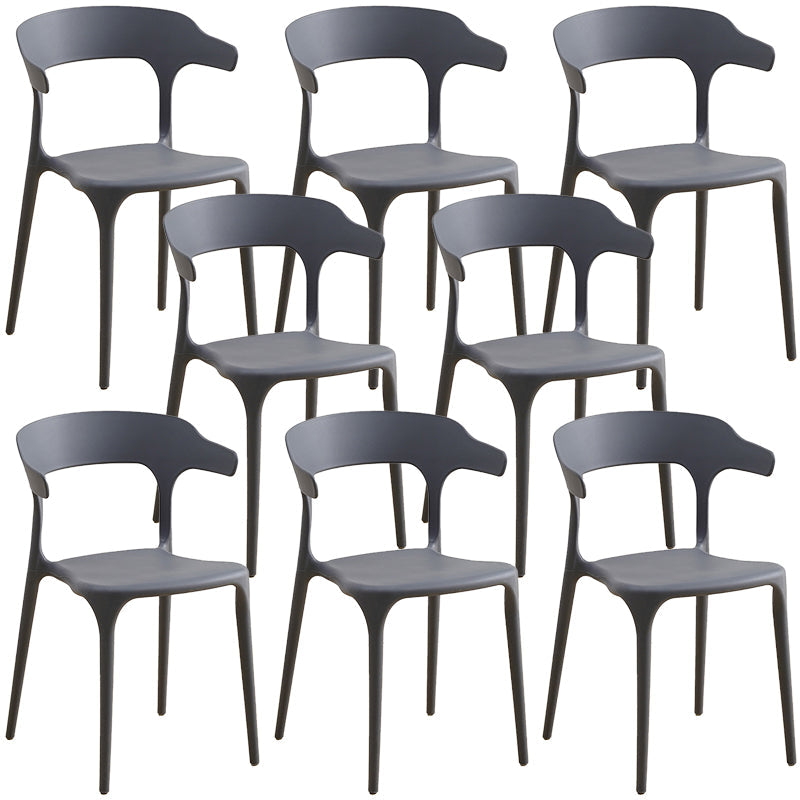 Plastic Modern Kitchen Side Chair 20'' Wide Matte Finish Arm Chair with 4 Legs Grey Set of 8 Clearhalo ' kitchen&dining_furn' 'Dining Chairs' 'Dining Tables & Seating' 'dining_chair' 'Furniture' 'furniture_dining_chair' 'Kitchen & Dining Furniture' 'kitchen' 3452908