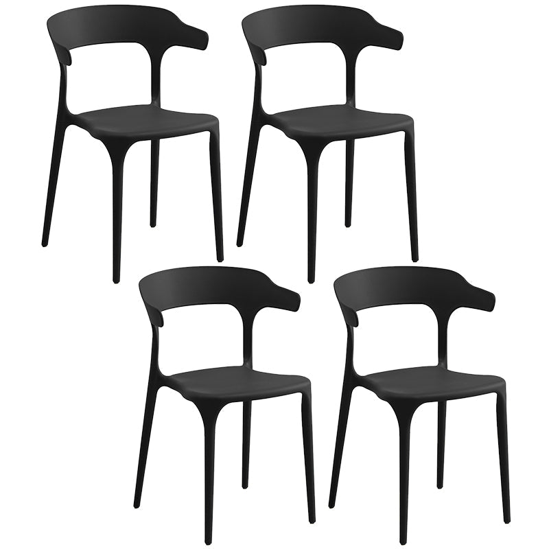Plastic Modern Kitchen Side Chair 20'' Wide Matte Finish Arm Chair with 4 Legs Black Set of 4 Clearhalo ' kitchen&dining_furn' 'Dining Chairs' 'Dining Tables & Seating' 'dining_chair' 'Furniture' 'furniture_dining_chair' 'Kitchen & Dining Furniture' 'kitchen' 3452911