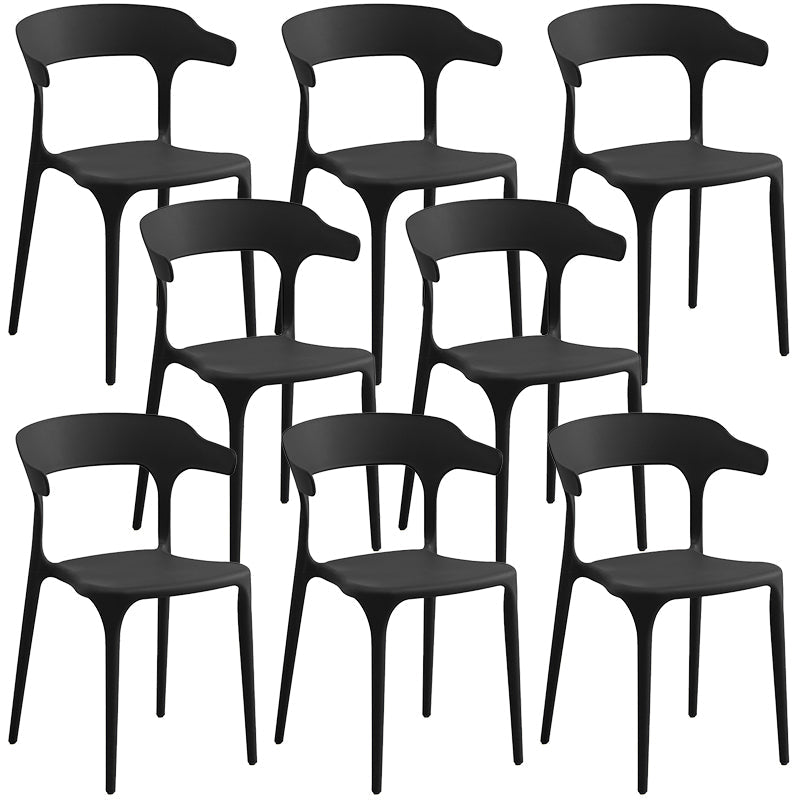 Plastic Modern Kitchen Side Chair 20'' Wide Matte Finish Arm Chair with 4 Legs Black Set of 8 Clearhalo ' kitchen&dining_furn' 'Dining Chairs' 'Dining Tables & Seating' 'dining_chair' 'Furniture' 'furniture_dining_chair' 'Kitchen & Dining Furniture' 'kitchen' 3452912