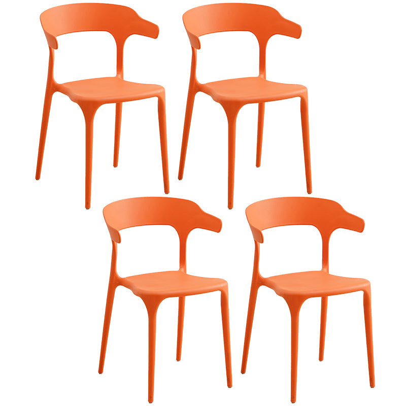 Plastic Modern Kitchen Side Chair 20'' Wide Matte Finish Arm Chair with 4 Legs Orange Set of 4 Clearhalo ' kitchen&dining_furn' 'Dining Chairs' 'Dining Tables & Seating' 'dining_chair' 'Furniture' 'furniture_dining_chair' 'Kitchen & Dining Furniture' 'kitchen' 3452913