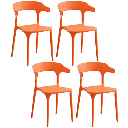 Plastic Modern Kitchen Side Chair 20'' Wide Matte Finish Arm Chair with 4 Legs Orange Set of 4 Clearhalo ' kitchen&dining_furn' 'Dining Chairs' 'Dining Tables & Seating' 'dining_chair' 'Furniture' 'furniture_dining_chair' 'Kitchen & Dining Furniture' 'kitchen' 3452913