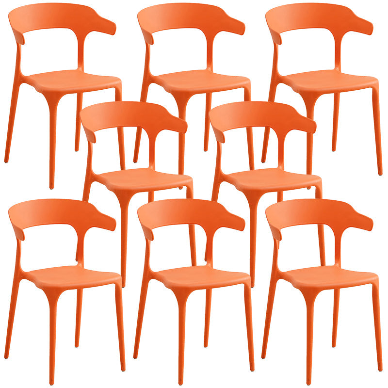 Plastic Modern Kitchen Side Chair 20'' Wide Matte Finish Arm Chair with 4 Legs Orange Set of 8 Clearhalo ' kitchen&dining_furn' 'Dining Chairs' 'Dining Tables & Seating' 'dining_chair' 'Furniture' 'furniture_dining_chair' 'Kitchen & Dining Furniture' 'kitchen' 3452914