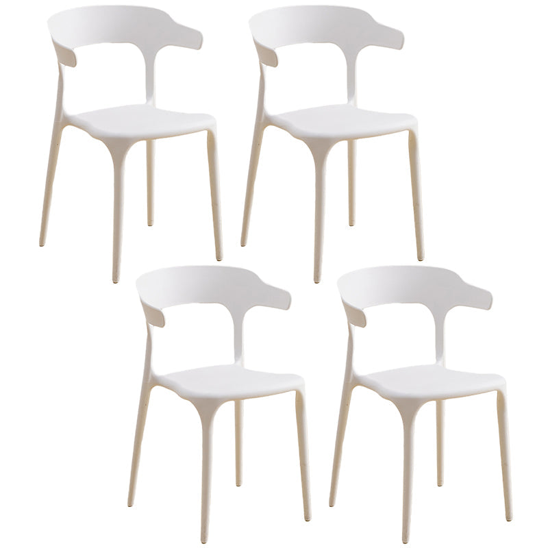 Plastic Modern Kitchen Side Chair 20'' Wide Matte Finish Arm Chair with 4 Legs White Set of 4 Clearhalo ' kitchen&dining_furn' 'Dining Chairs' 'Dining Tables & Seating' 'dining_chair' 'Furniture' 'furniture_dining_chair' 'Kitchen & Dining Furniture' 'kitchen' 3452917
