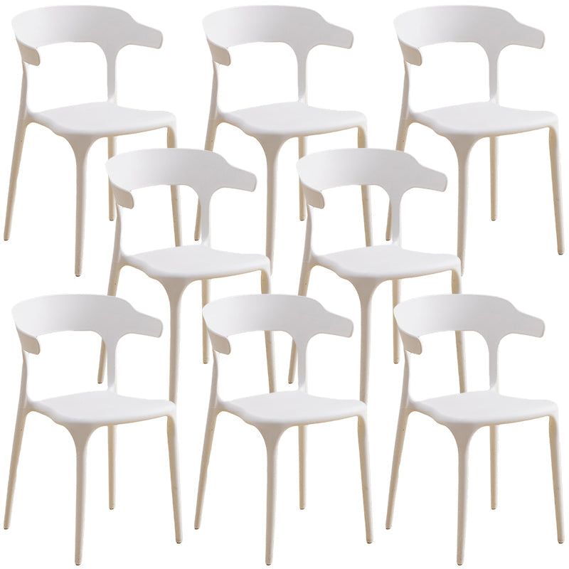 Plastic Modern Kitchen Side Chair 20'' Wide Matte Finish Arm Chair with 4 Legs White Set of 8 Clearhalo ' kitchen&dining_furn' 'Dining Chairs' 'Dining Tables & Seating' 'dining_chair' 'Furniture' 'furniture_dining_chair' 'Kitchen & Dining Furniture' 'kitchen' 3452918