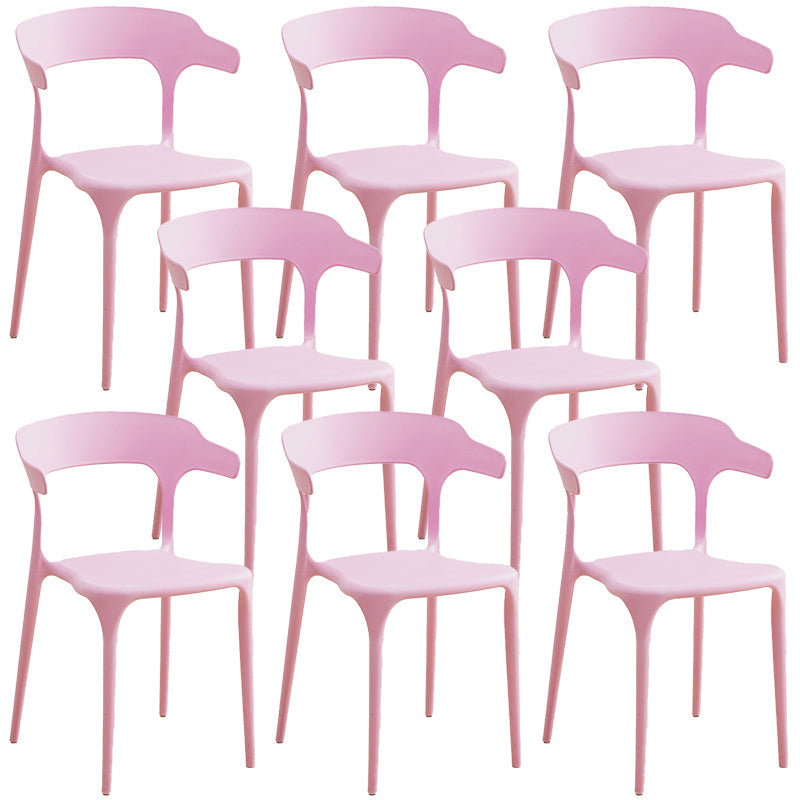 Plastic Modern Kitchen Side Chair 20'' Wide Matte Finish Arm Chair with 4 Legs Pink Set of 8 Clearhalo ' kitchen&dining_furn' 'Dining Chairs' 'Dining Tables & Seating' 'dining_chair' 'Furniture' 'furniture_dining_chair' 'Kitchen & Dining Furniture' 'kitchen' 3452920