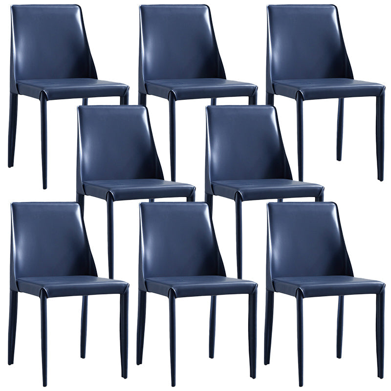 Contemporary PU Leather Dining Side Chair Matte Finish Solid Back Dining Chair Blue Set of 8 Clearhalo ' kitchen&dining_furn' 'Dining Chairs' 'Dining Tables & Seating' 'dining_chair' 'Furniture' 'furniture_dining_chair' 'Kitchen & Dining Furniture' 'kitchen' 3452939