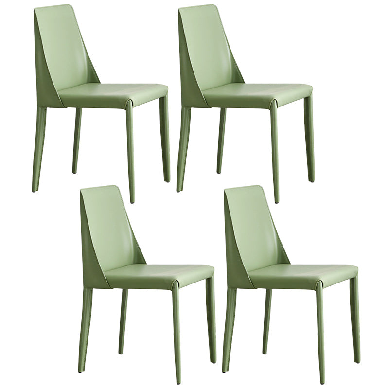 Contemporary PU Leather Dining Side Chair Matte Finish Solid Back Dining Chair Light Green Set of 4 Clearhalo ' kitchen&dining_furn' 'Dining Chairs' 'Dining Tables & Seating' 'dining_chair' 'Furniture' 'furniture_dining_chair' 'Kitchen & Dining Furniture' 'kitchen' 3452940