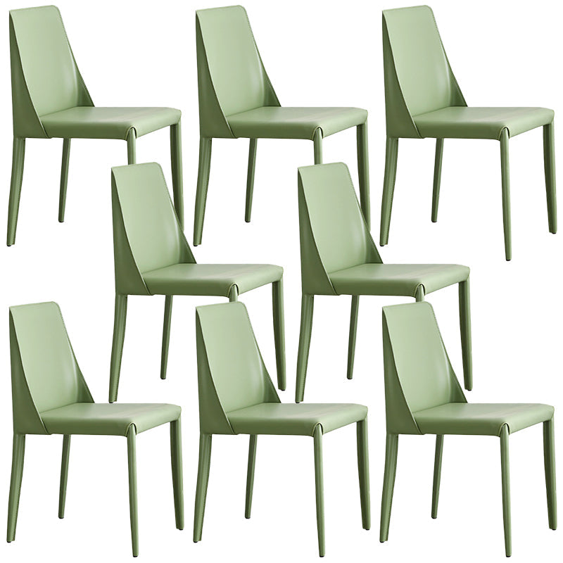 Contemporary PU Leather Dining Side Chair Matte Finish Solid Back Dining Chair Light Green Set of 8 Clearhalo ' kitchen&dining_furn' 'Dining Chairs' 'Dining Tables & Seating' 'dining_chair' 'Furniture' 'furniture_dining_chair' 'Kitchen & Dining Furniture' 'kitchen' 3452943