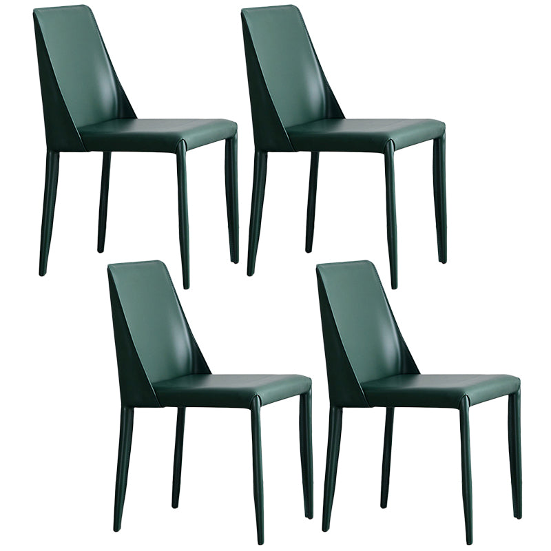Contemporary PU Leather Dining Side Chair Matte Finish Solid Back Dining Chair Dark Green Set of 4 Clearhalo ' kitchen&dining_furn' 'Dining Chairs' 'Dining Tables & Seating' 'dining_chair' 'Furniture' 'furniture_dining_chair' 'Kitchen & Dining Furniture' 'kitchen' 3452944