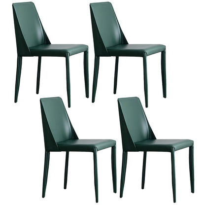 Contemporary PU Leather Dining Side Chair Matte Finish Solid Back Dining Chair Dark Green Set of 4 Clearhalo ' kitchen&dining_furn' 'Dining Chairs' 'Dining Tables & Seating' 'dining_chair' 'Furniture' 'furniture_dining_chair' 'Kitchen & Dining Furniture' 'kitchen' 3452944