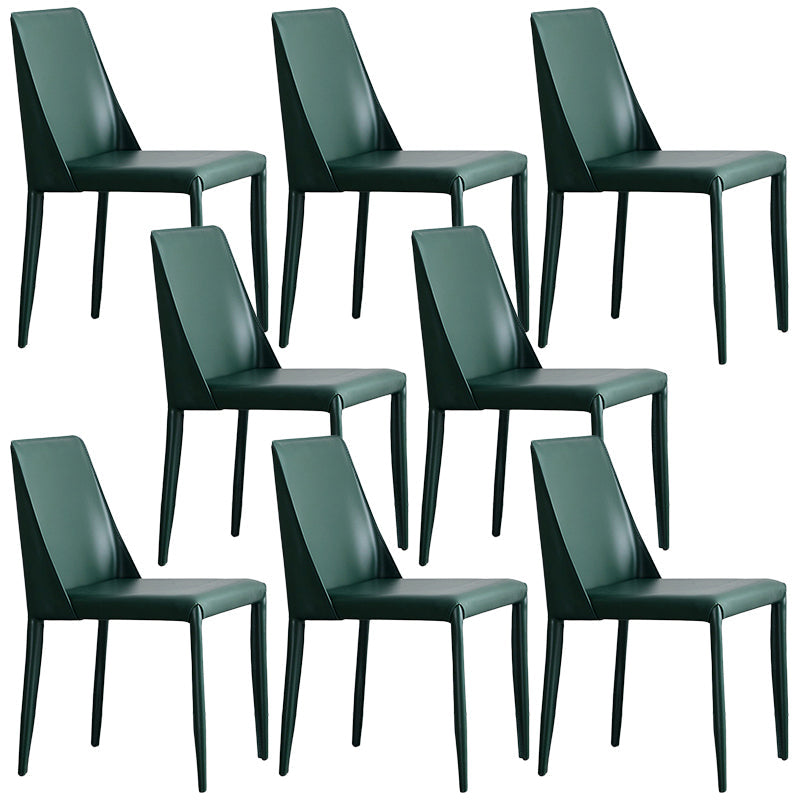 Contemporary PU Leather Dining Side Chair Matte Finish Solid Back Dining Chair Dark Green Set of 8 Clearhalo ' kitchen&dining_furn' 'Dining Chairs' 'Dining Tables & Seating' 'dining_chair' 'Furniture' 'furniture_dining_chair' 'Kitchen & Dining Furniture' 'kitchen' 3452947
