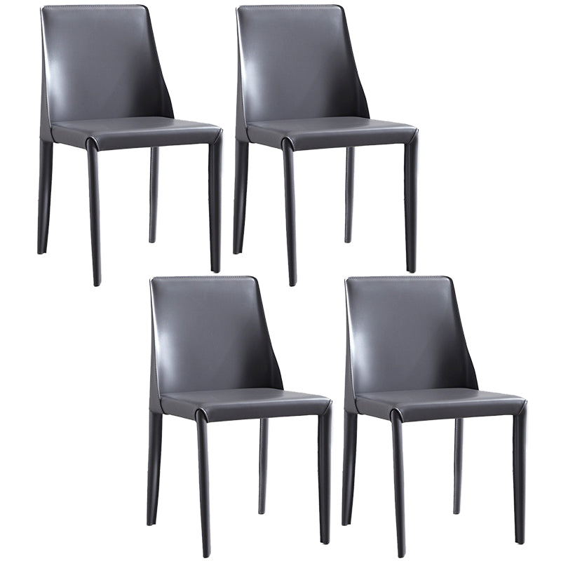 Contemporary PU Leather Dining Side Chair Matte Finish Solid Back Dining Chair Dark Gray Set of 4 Clearhalo ' kitchen&dining_furn' 'Dining Chairs' 'Dining Tables & Seating' 'dining_chair' 'Furniture' 'furniture_dining_chair' 'Kitchen & Dining Furniture' 'kitchen' 3452948