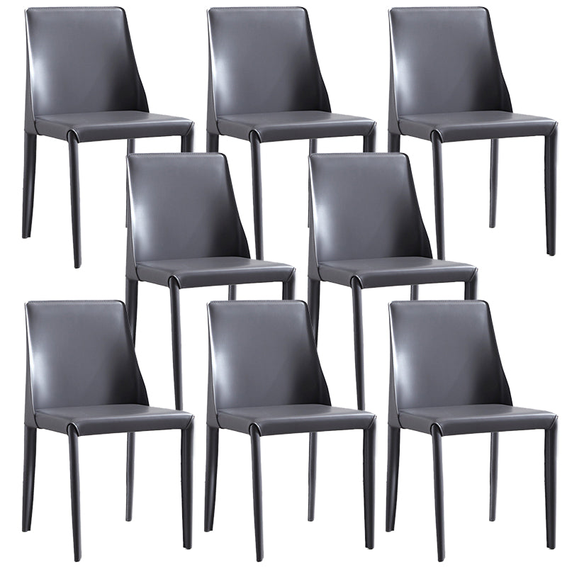 Contemporary PU Leather Dining Side Chair Matte Finish Solid Back Dining Chair Dark Gray Set of 8 Clearhalo ' kitchen&dining_furn' 'Dining Chairs' 'Dining Tables & Seating' 'dining_chair' 'Furniture' 'furniture_dining_chair' 'Kitchen & Dining Furniture' 'kitchen' 3452951
