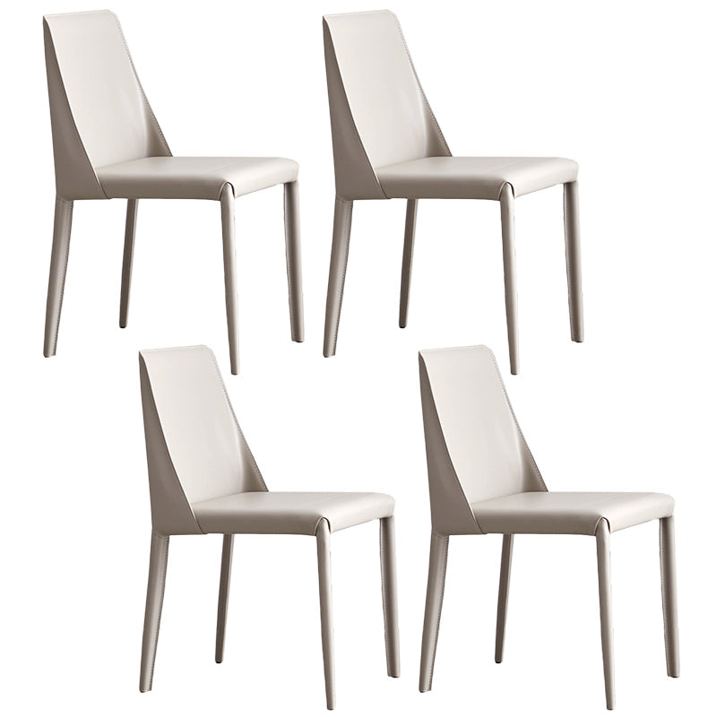 Contemporary PU Leather Dining Side Chair Matte Finish Solid Back Dining Chair Light Gray Set of 4 Clearhalo ' kitchen&dining_furn' 'Dining Chairs' 'Dining Tables & Seating' 'dining_chair' 'Furniture' 'furniture_dining_chair' 'Kitchen & Dining Furniture' 'kitchen' 3452957