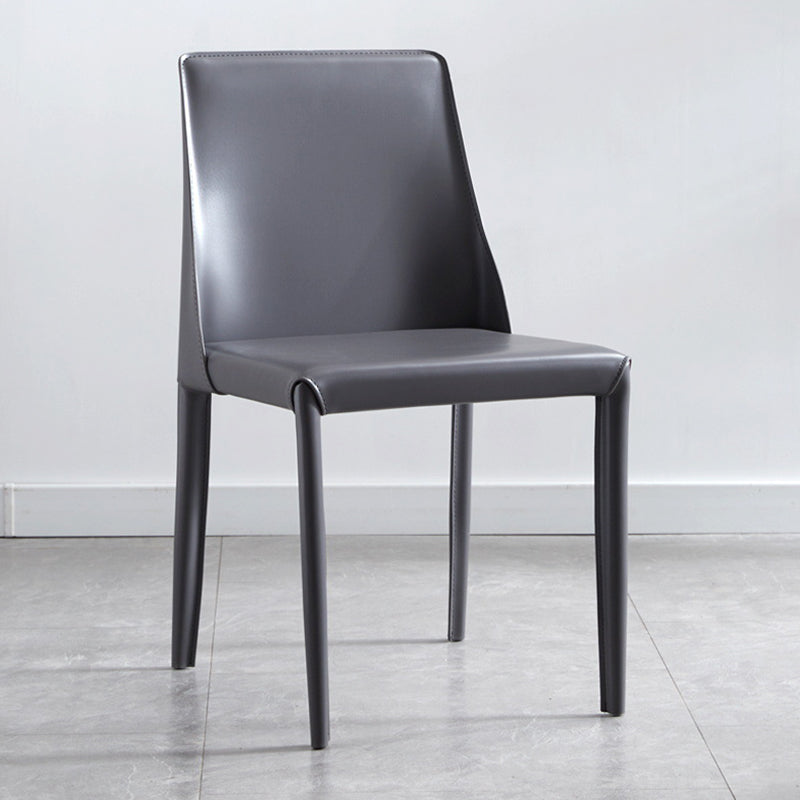 Contemporary PU Leather Dining Side Chair Matte Finish Solid Back Dining Chair Clearhalo ' kitchen&dining_furn' 'Dining Chairs' 'Dining Tables & Seating' 'dining_chair' 'Furniture' 'furniture_dining_chair' 'Kitchen & Dining Furniture' 'kitchen' 3452958