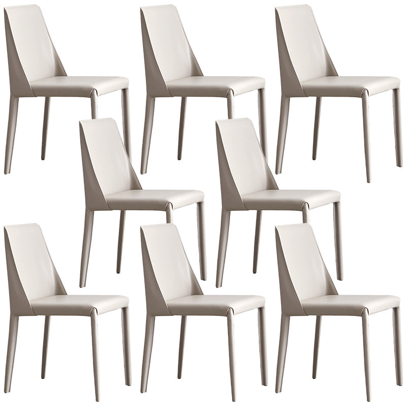 Contemporary PU Leather Dining Side Chair Matte Finish Solid Back Dining Chair Light Gray Set of 8 Clearhalo ' kitchen&dining_furn' 'Dining Chairs' 'Dining Tables & Seating' 'dining_chair' 'Furniture' 'furniture_dining_chair' 'Kitchen & Dining Furniture' 'kitchen' 3452959