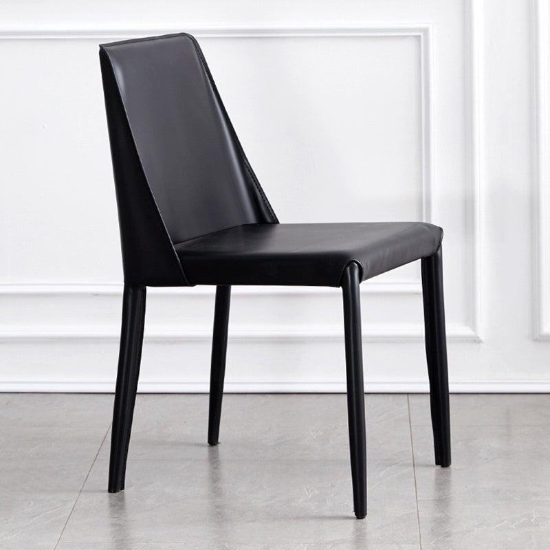 Contemporary PU Leather Dining Side Chair Matte Finish Solid Back Dining Chair Clearhalo ' kitchen&dining_furn' 'Dining Chairs' 'Dining Tables & Seating' 'dining_chair' 'Furniture' 'furniture_dining_chair' 'Kitchen & Dining Furniture' 'kitchen' 3452964