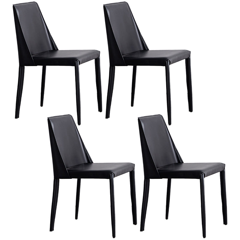 Contemporary PU Leather Dining Side Chair Matte Finish Solid Back Dining Chair Black Set of 4 Clearhalo ' kitchen&dining_furn' 'Dining Chairs' 'Dining Tables & Seating' 'dining_chair' 'Furniture' 'furniture_dining_chair' 'Kitchen & Dining Furniture' 'kitchen' 3452965