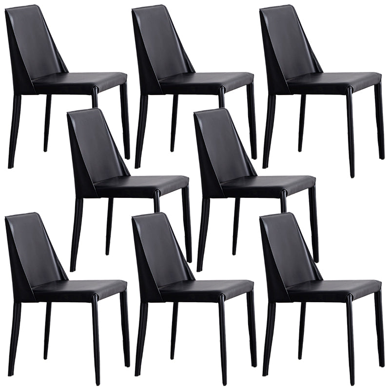 Contemporary PU Leather Dining Side Chair Matte Finish Solid Back Dining Chair Black Set of 8 Clearhalo ' kitchen&dining_furn' 'Dining Chairs' 'Dining Tables & Seating' 'dining_chair' 'Furniture' 'furniture_dining_chair' 'Kitchen & Dining Furniture' 'kitchen' 3452966