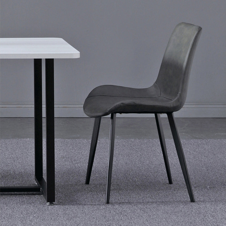 Modern PU Leather Dining Chair Solid Back Matte Finish Chair for Kitchen Grey 1 Piece Clearhalo ' kitchen&dining_furn' 'Dining Chairs' 'Dining Tables & Seating' 'dining_chair' 'Furniture' 'furniture_dining_chair' 'Kitchen & Dining Furniture' 'kitchen' 3452969