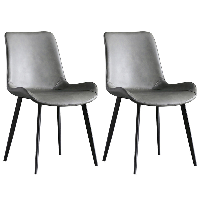 Modern PU Leather Dining Chair Solid Back Matte Finish Chair for Kitchen Grey Set of 2 Clearhalo ' kitchen&dining_furn' 'Dining Chairs' 'Dining Tables & Seating' 'dining_chair' 'Furniture' 'furniture_dining_chair' 'Kitchen & Dining Furniture' 'kitchen' 3452971