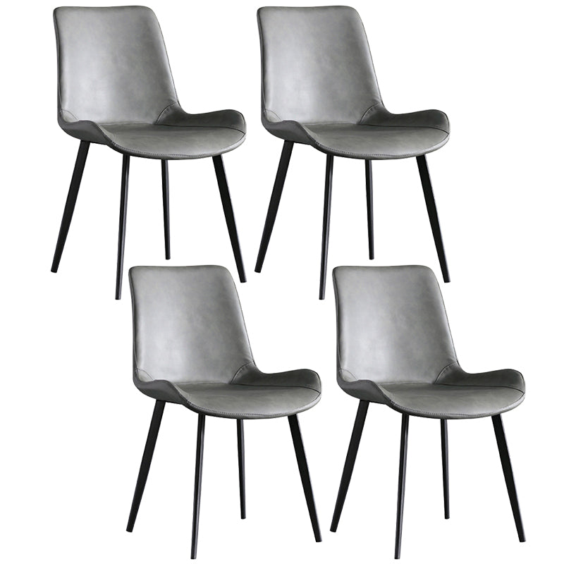 Modern PU Leather Dining Chair Solid Back Matte Finish Chair for Kitchen Grey Set of 4 Clearhalo ' kitchen&dining_furn' 'Dining Chairs' 'Dining Tables & Seating' 'dining_chair' 'Furniture' 'furniture_dining_chair' 'Kitchen & Dining Furniture' 'kitchen' 3452972