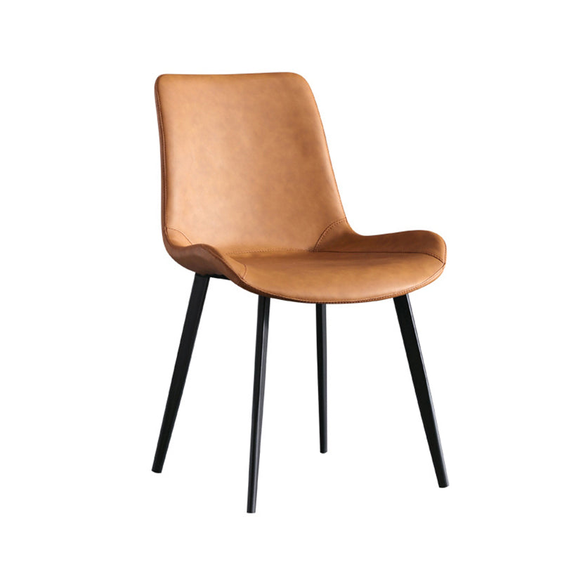 Modern PU Leather Dining Chair Solid Back Matte Finish Chair for Kitchen Orange 1 Piece Clearhalo ' kitchen&dining_furn' 'Dining Chairs' 'Dining Tables & Seating' 'dining_chair' 'Furniture' 'furniture_dining_chair' 'Kitchen & Dining Furniture' 'kitchen' 3452975