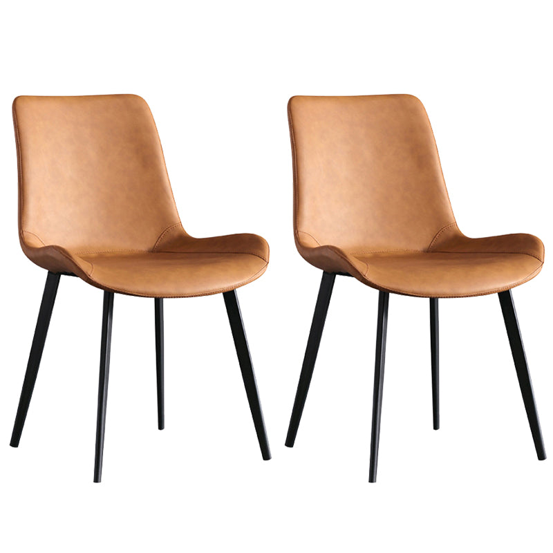 Modern PU Leather Dining Chair Solid Back Matte Finish Chair for Kitchen Orange Set of 2 Clearhalo ' kitchen&dining_furn' 'Dining Chairs' 'Dining Tables & Seating' 'dining_chair' 'Furniture' 'furniture_dining_chair' 'Kitchen & Dining Furniture' 'kitchen' 3452976