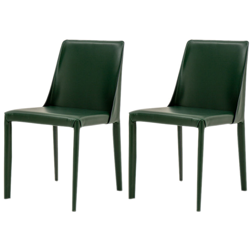 Scandinavian Style Metal Dining Chairs Solid Back Armless Chair for Home Green Set of 2 Clearhalo ' kitchen&dining_furn' 'Dining Chairs' 'Dining Tables & Seating' 'dining_chair' 'Furniture' 'furniture_dining_chair' 'Kitchen & Dining Furniture' 'kitchen' 3452988