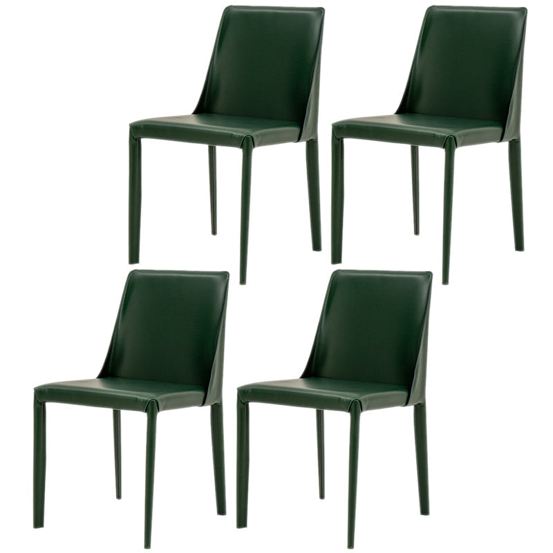 Scandinavian Style Metal Dining Chairs Solid Back Armless Chair for Home Green Set of 4 Clearhalo ' kitchen&dining_furn' 'Dining Chairs' 'Dining Tables & Seating' 'dining_chair' 'Furniture' 'furniture_dining_chair' 'Kitchen & Dining Furniture' 'kitchen' 3452989