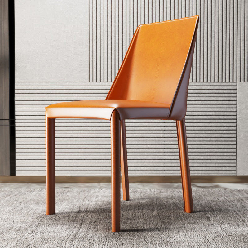 Scandinavian Style Metal Dining Chairs Solid Back Armless Chair for Home Clearhalo ' kitchen&dining_furn' 'Dining Chairs' 'Dining Tables & Seating' 'dining_chair' 'Furniture' 'furniture_dining_chair' 'Kitchen & Dining Furniture' 'kitchen' 3452990