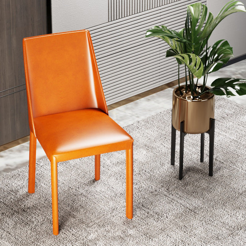 Scandinavian Style Metal Dining Chairs Solid Back Armless Chair for Home Clearhalo ' kitchen&dining_furn' 'Dining Chairs' 'Dining Tables & Seating' 'dining_chair' 'Furniture' 'furniture_dining_chair' 'Kitchen & Dining Furniture' 'kitchen' 3452992