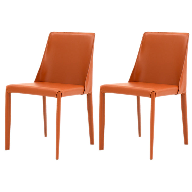 Scandinavian Style Metal Dining Chairs Solid Back Armless Chair for Home Orange Set of 2 Clearhalo ' kitchen&dining_furn' 'Dining Chairs' 'Dining Tables & Seating' 'dining_chair' 'Furniture' 'furniture_dining_chair' 'Kitchen & Dining Furniture' 'kitchen' 3452993