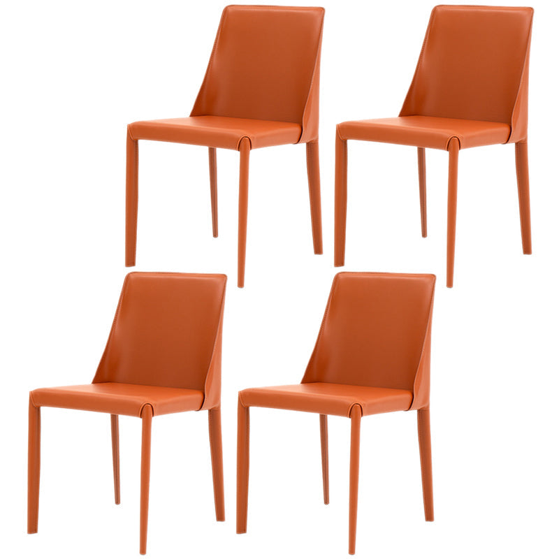 Scandinavian Style Metal Dining Chairs Solid Back Armless Chair for Home Orange Set of 4 Clearhalo ' kitchen&dining_furn' 'Dining Chairs' 'Dining Tables & Seating' 'dining_chair' 'Furniture' 'furniture_dining_chair' 'Kitchen & Dining Furniture' 'kitchen' 3452995