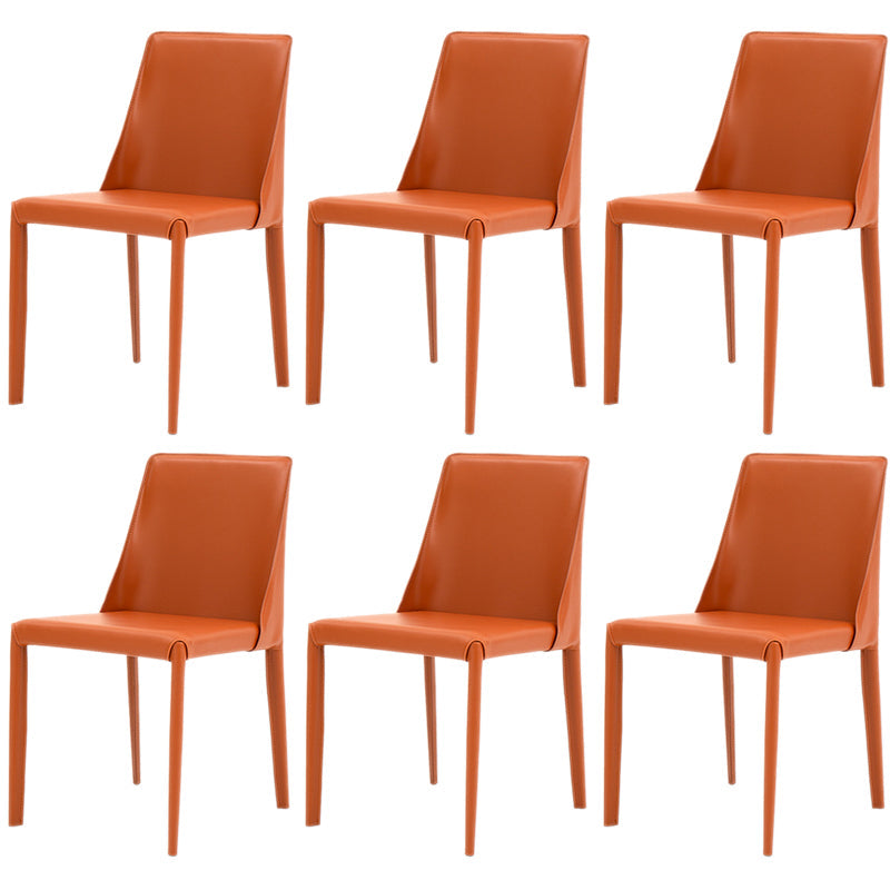 Scandinavian Style Metal Dining Chairs Solid Back Armless Chair for Home Orange Set of 6 Clearhalo ' kitchen&dining_furn' 'Dining Chairs' 'Dining Tables & Seating' 'dining_chair' 'Furniture' 'furniture_dining_chair' 'Kitchen & Dining Furniture' 'kitchen' 3452997