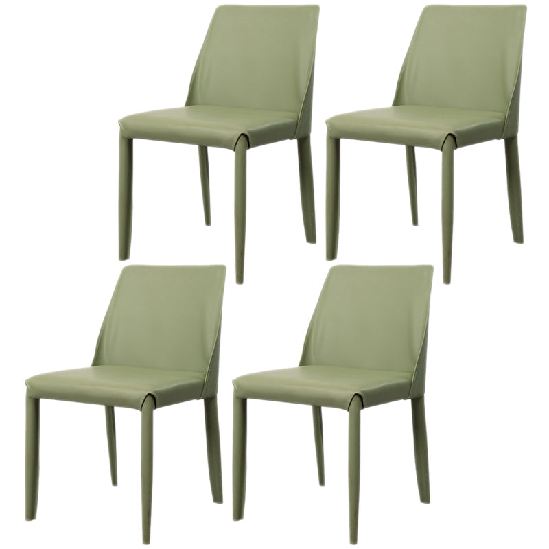 Scandinavian Style Metal Dining Chairs Solid Back Armless Chair for Home Light Green Set of 4 Clearhalo ' kitchen&dining_furn' 'Dining Chairs' 'Dining Tables & Seating' 'dining_chair' 'Furniture' 'furniture_dining_chair' 'Kitchen & Dining Furniture' 'kitchen' 3453001