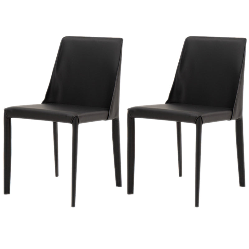 Scandinavian Style Metal Dining Chairs Solid Back Armless Chair for Home Black Set of 2 Clearhalo ' kitchen&dining_furn' 'Dining Chairs' 'Dining Tables & Seating' 'dining_chair' 'Furniture' 'furniture_dining_chair' 'Kitchen & Dining Furniture' 'kitchen' 3453006